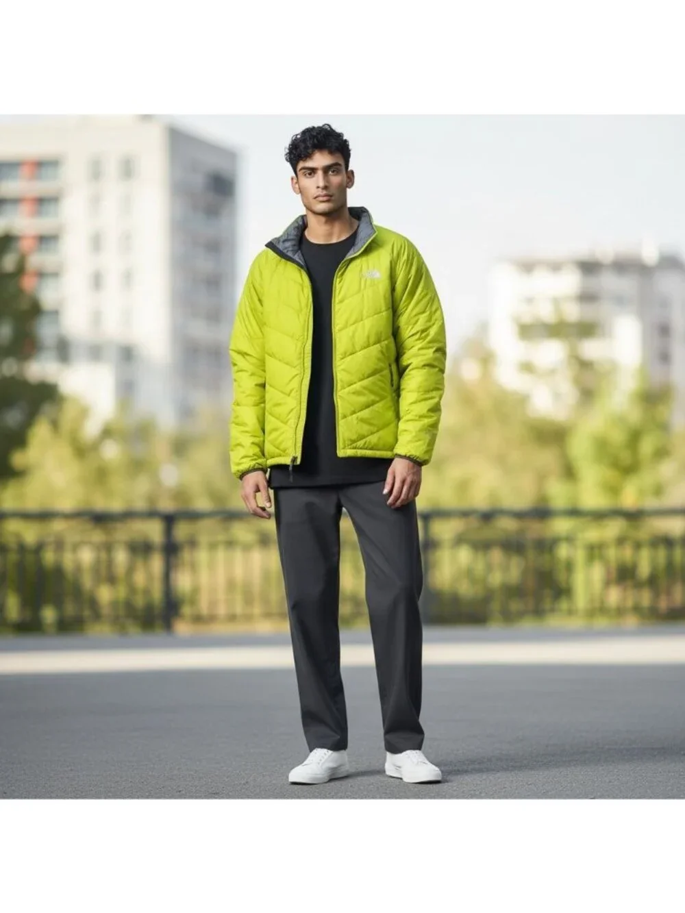 The North Face Mens XL Coat Jacket Down Puffer Yellow Blemish Free Full Zip HiLo
